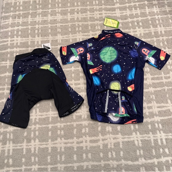 Weimostar Large Kids cycling Lycra Shorts and Tshirt Set Space 12-14 biking - Picture 5 of 8